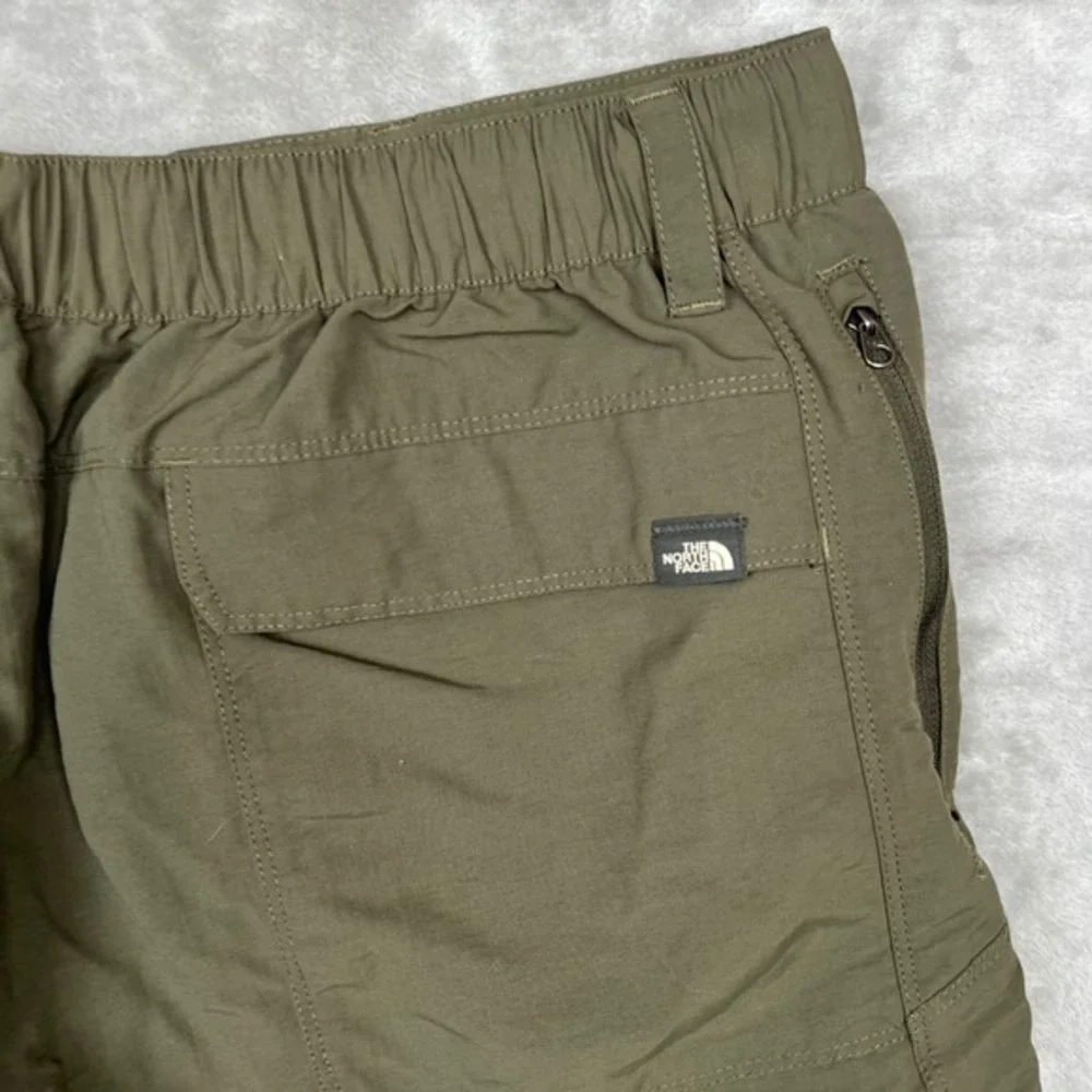 The North‎ Face Mens Cargo Shorts Olive Green Elastic Waist Size XL